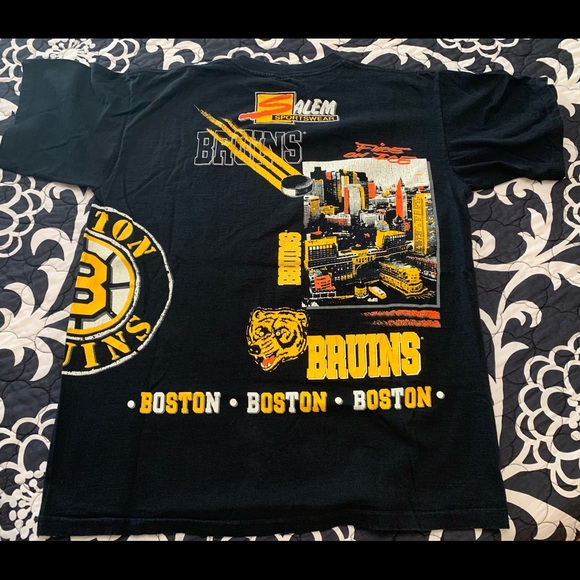 Vintage Boston Bruins All over Print TShirt Size L - Picture 2 of 3